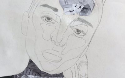 Working on self-portrait collages.