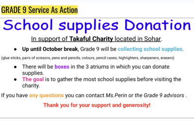 Service as Action – School supplies donation