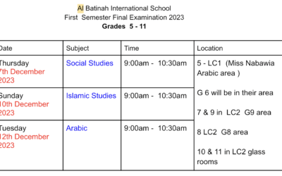 ARABIC FINAL EXAM الاختبارات النهائية للفصل الأول